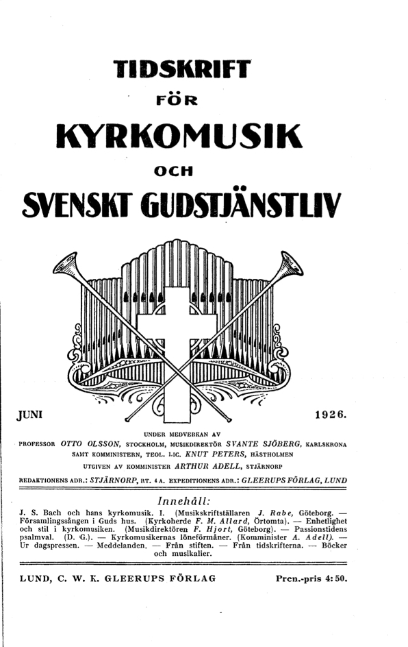 					Visa Vol 1 (1926): Tidskrift för kyrkomusik och svenskt gudstjänstliv Årgång 1 1926 Häfte 6
				