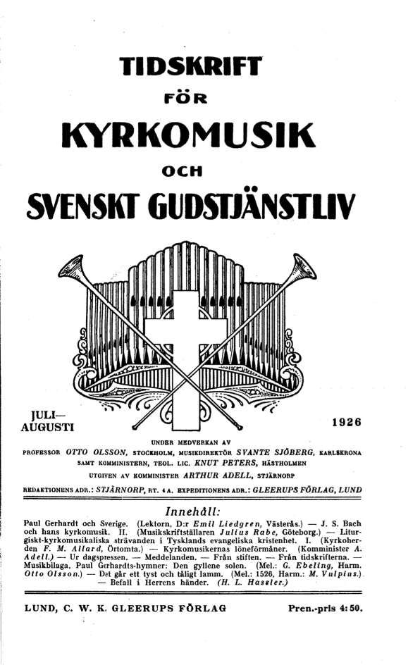 					View Vol. 1 (1926): Tidskrift för kyrkomusik och svenskt gudstjänstliv Årgång 1 1926 Häfte 7-8
				