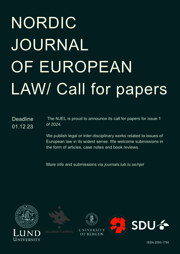 Call for papers 2024(1) Nordic Journal of European Law